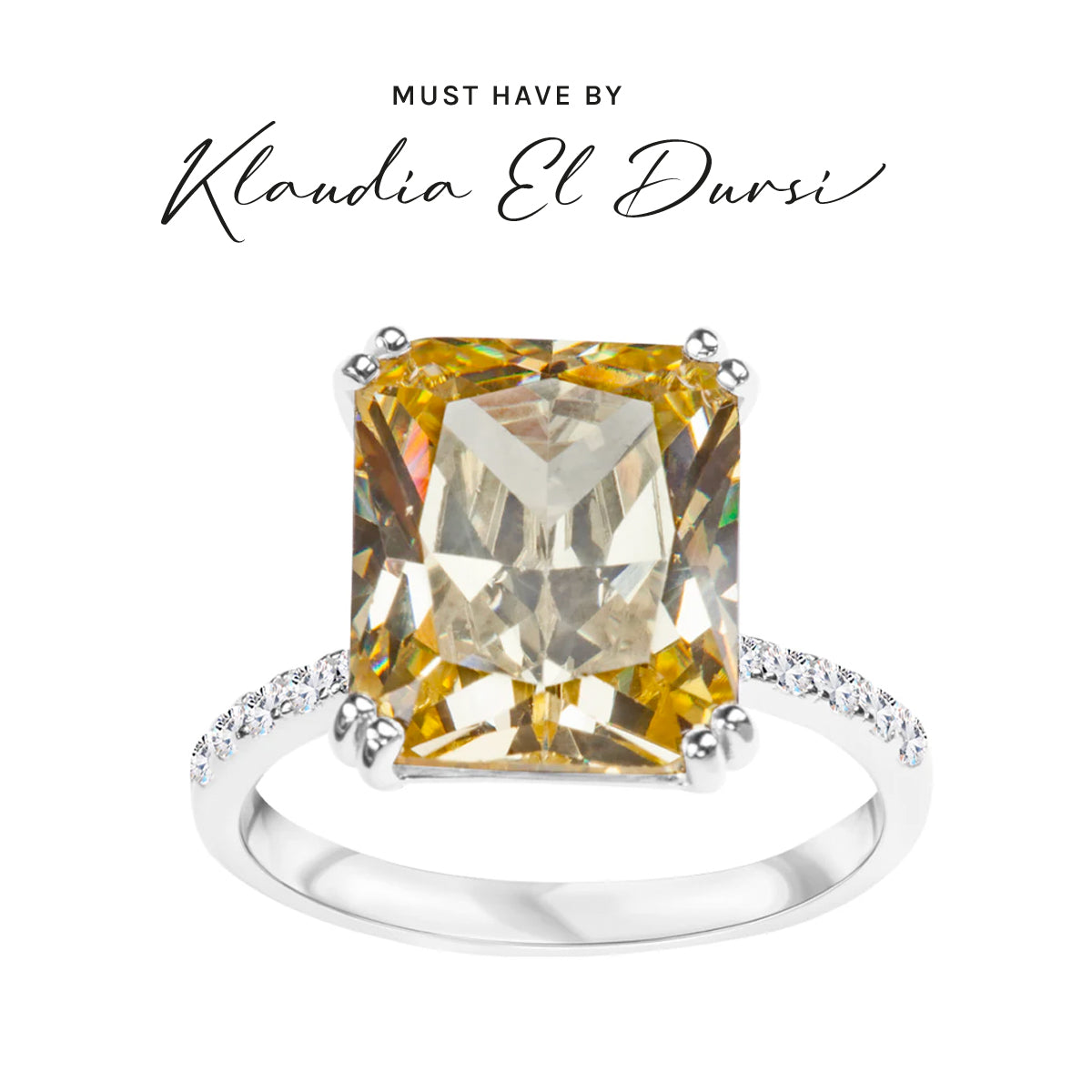 Pierścionek srebrny z żółtą cyrkonią