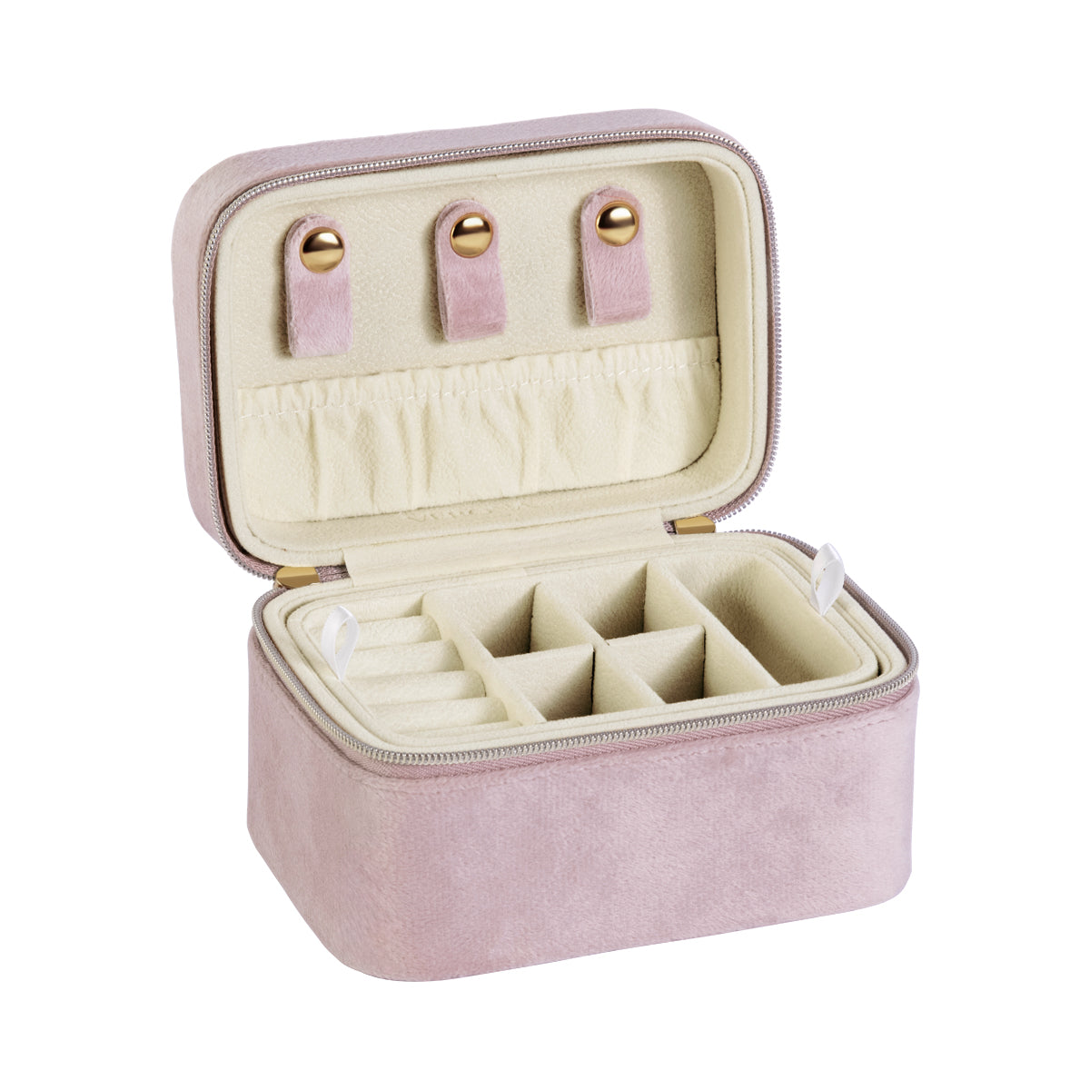 Szkatułka na biżuterię welurowa - różowa - mała