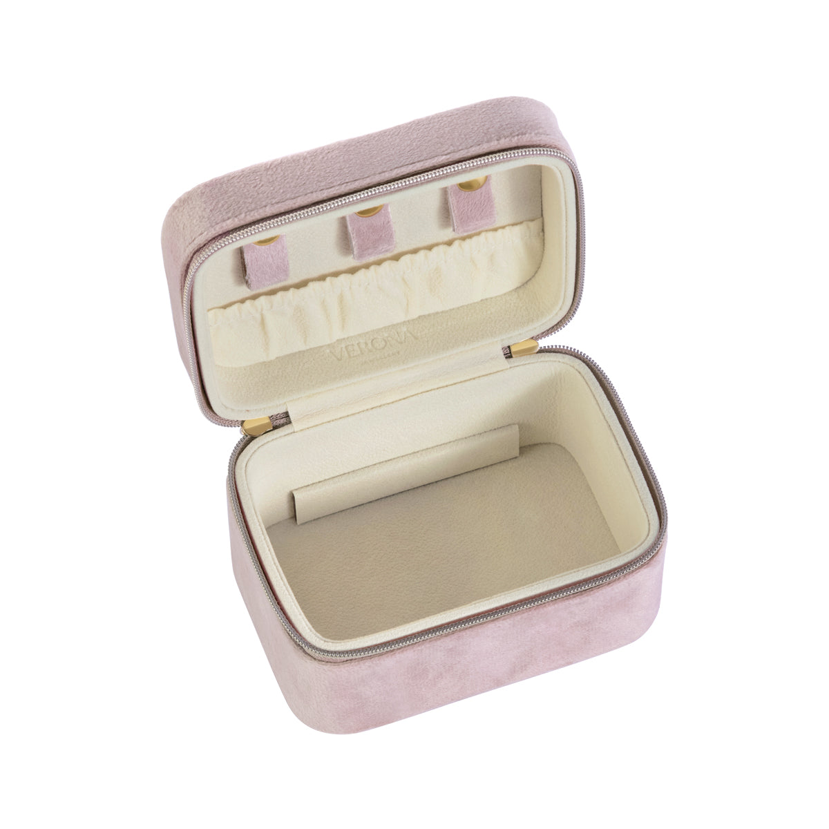 Szkatułka na biżuterię welurowa - różowa - mała