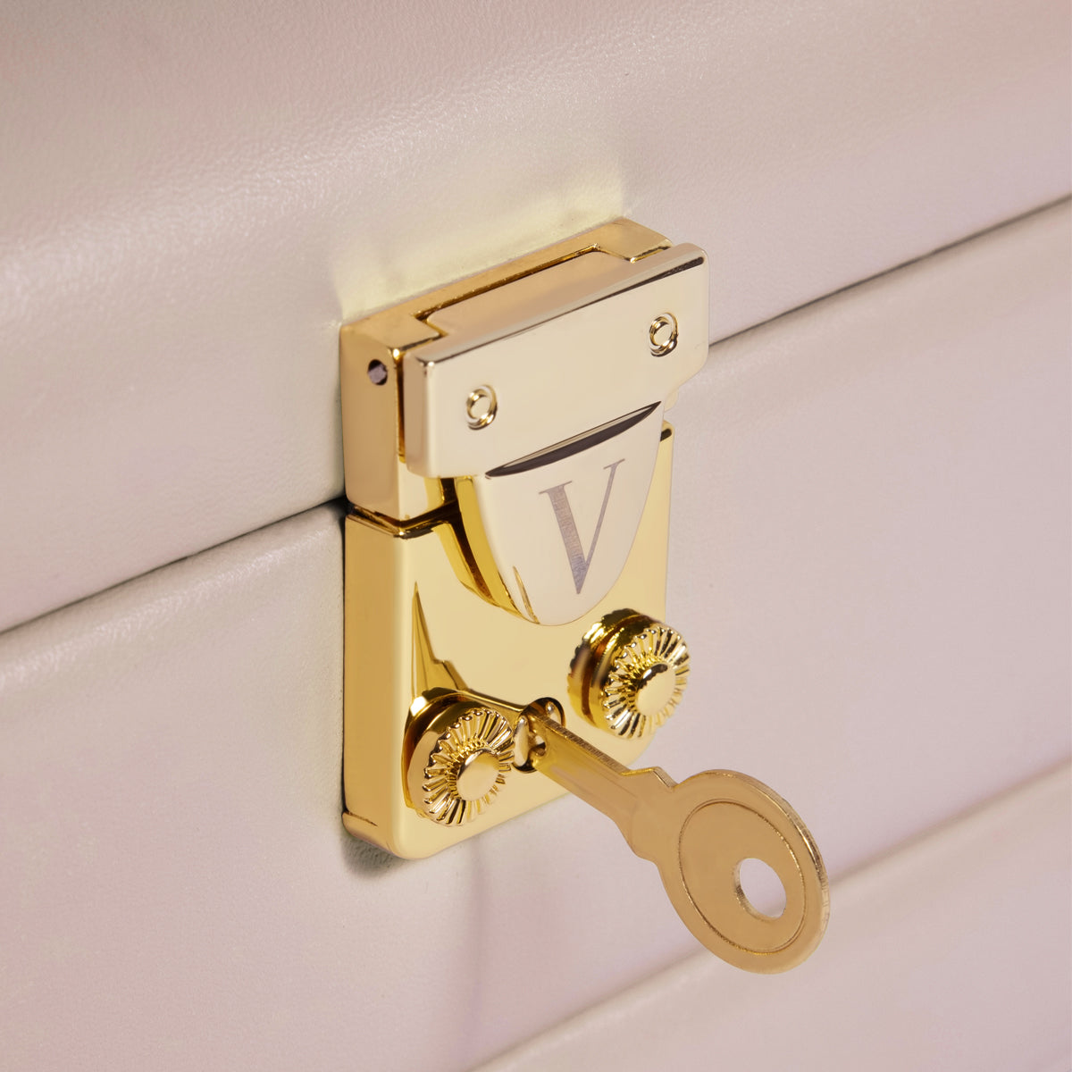 Szkatułka na biżuterię z ekoskóry - beżowa - duża