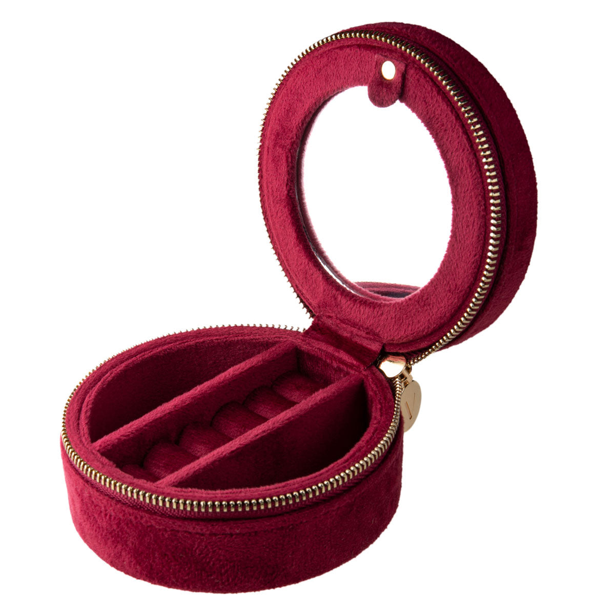 Szkatułka na biżuterię aksamitna - bordowa