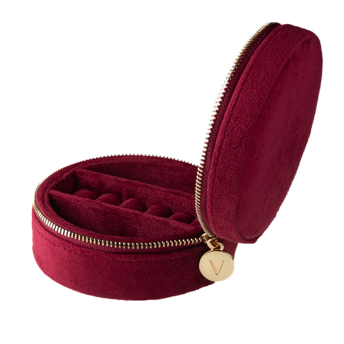 Szkatułka na biżuterię aksamitna - bordowa
