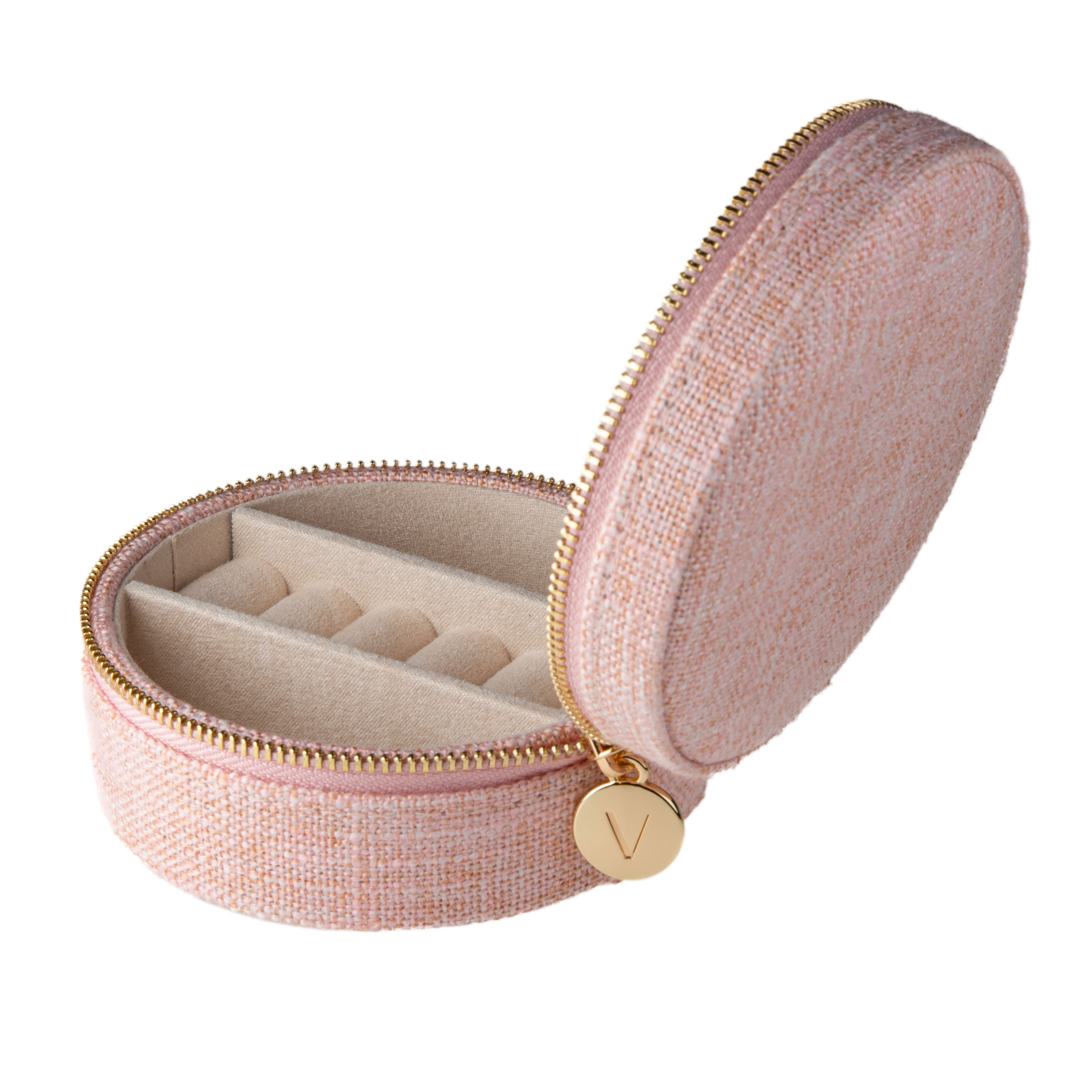 Szkatułka na biżuterię lniana - różowa