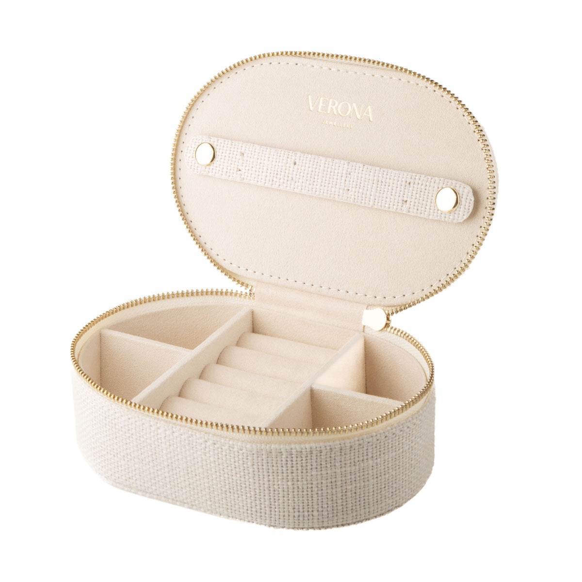 Szkatułka na biżuterię lniana - kremowa