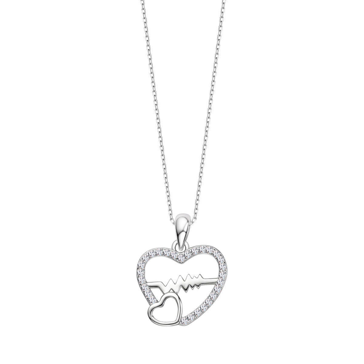 Zawieszka srebrna z cyrkoniami - serce