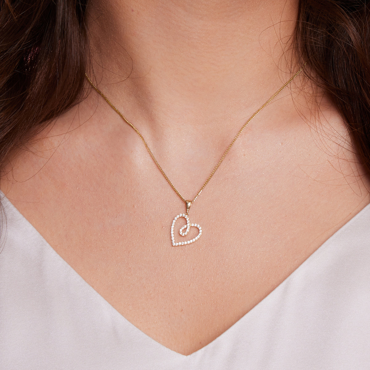 Zawieszka złota z cyrkoniami - serce