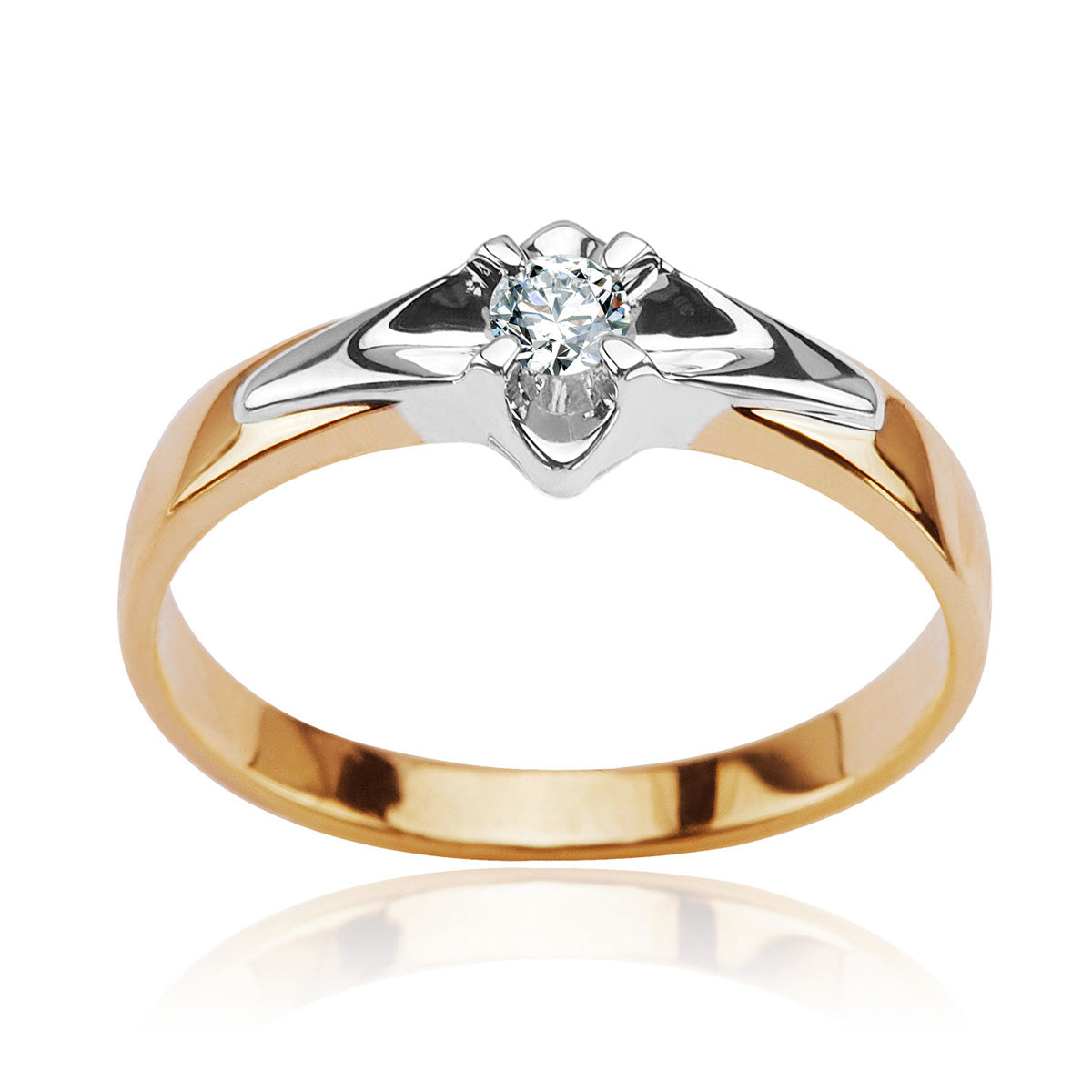 Pierścionek z dwukolorowego złota z diamentem