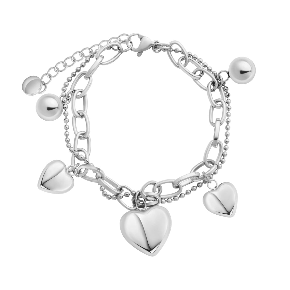 Bransoletka stalowa - serca - Moderno