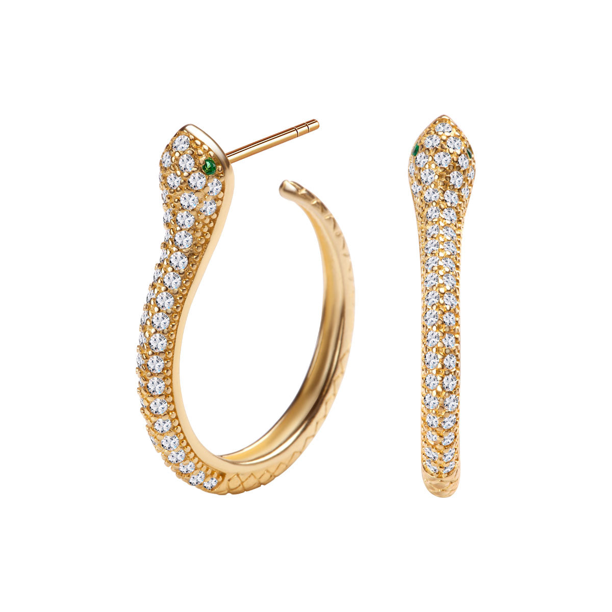 Kolczyki srebrne pozłacane z cyrkoniami - żmije - Evento - Verona