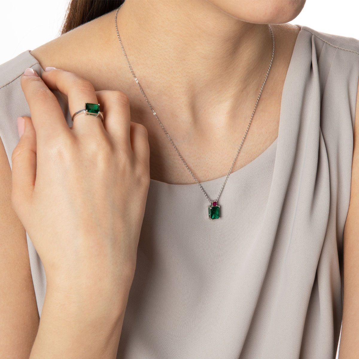 Naszyjnik srebrny z cyrkoniami - Colore