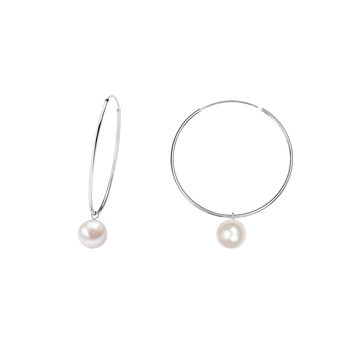 Kolczyki srebrne z perłami - koła