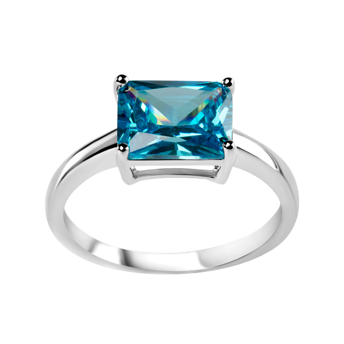 Pierścionek srebrny z niebieską cyrkonią - Colore