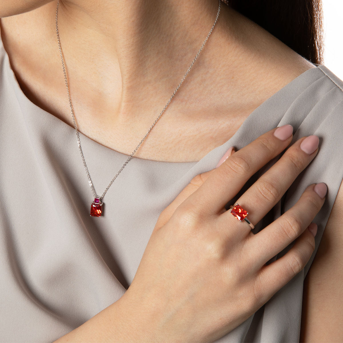 Pierścionek srebrny z cyrkonią - Colore