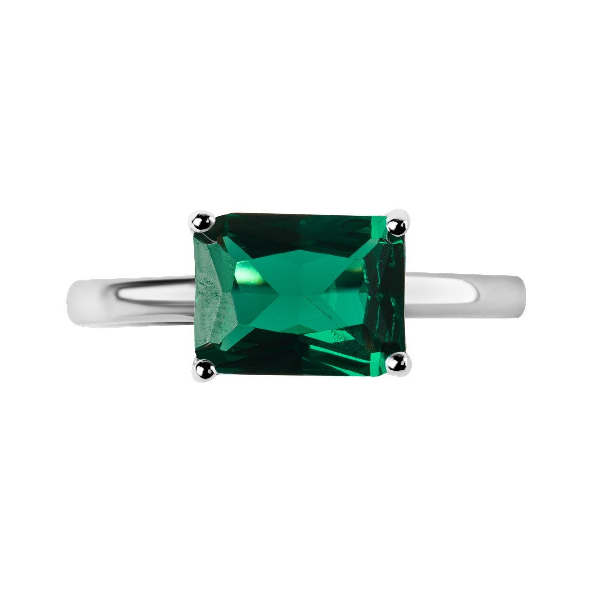 Pierścionek srebrny z zieloną cyrkonią - Colore