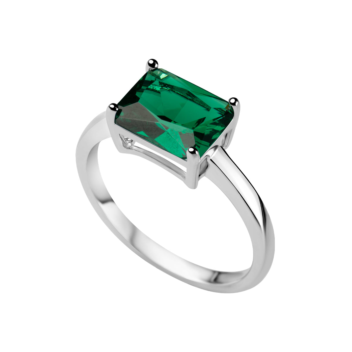 Pierścionek srebrny z zieloną cyrkonią - Colore