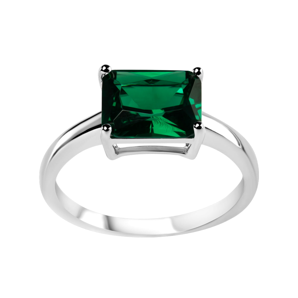 Pierścionek srebrny z zieloną cyrkonią - Colore