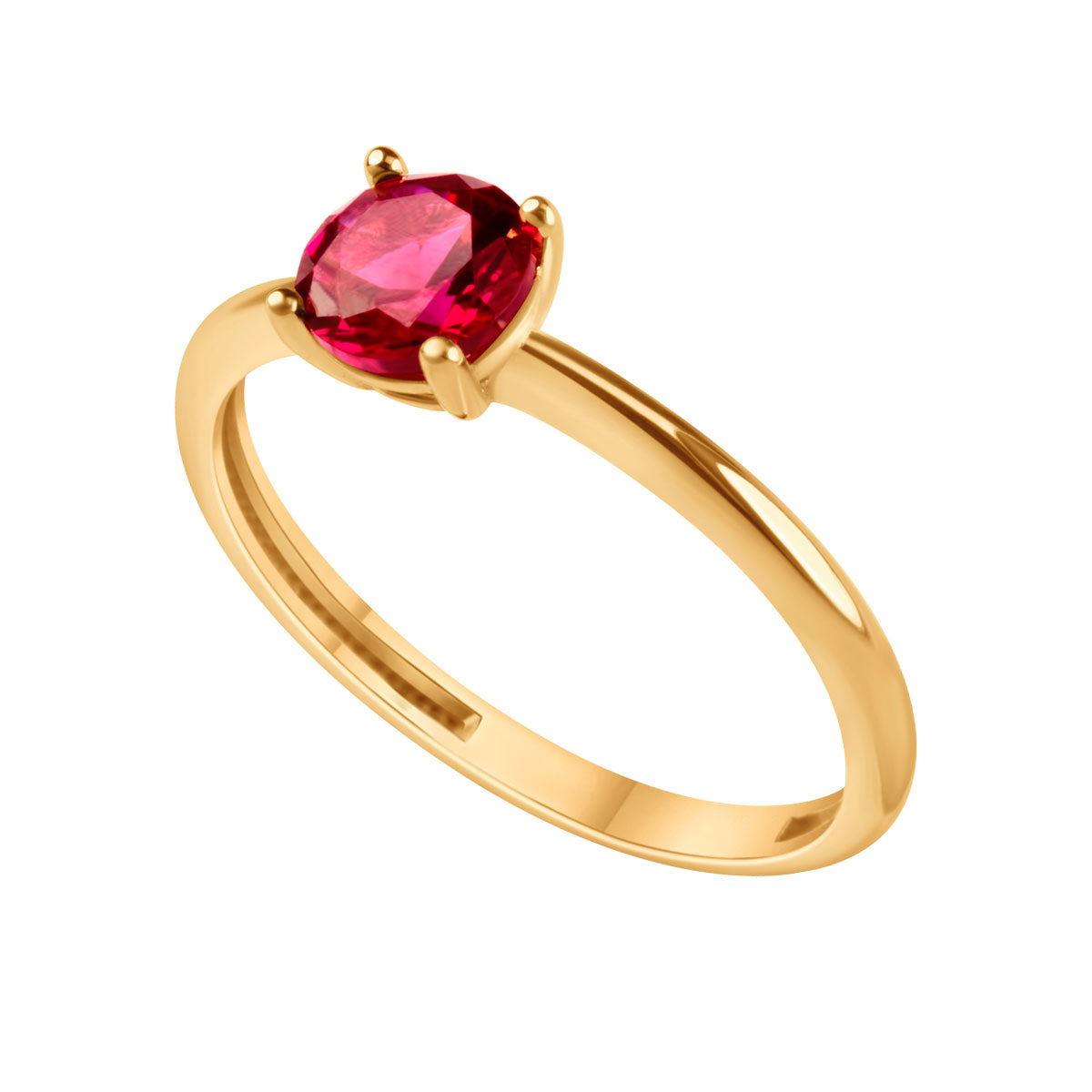 Pierścionek złoty z czerwoną cyrkonią - Colore