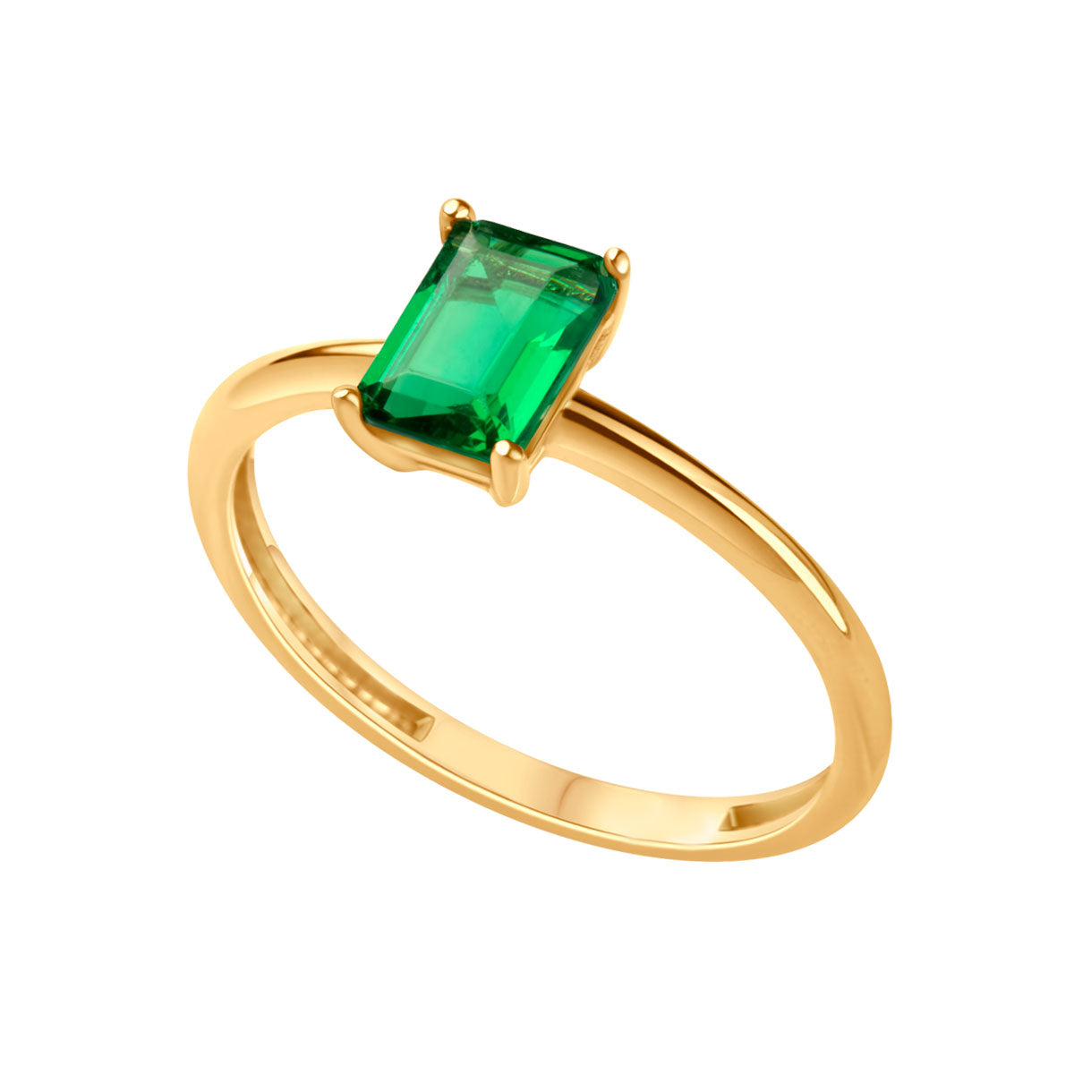 Pierścionek złoty z zieloną cyrkonią - Colore