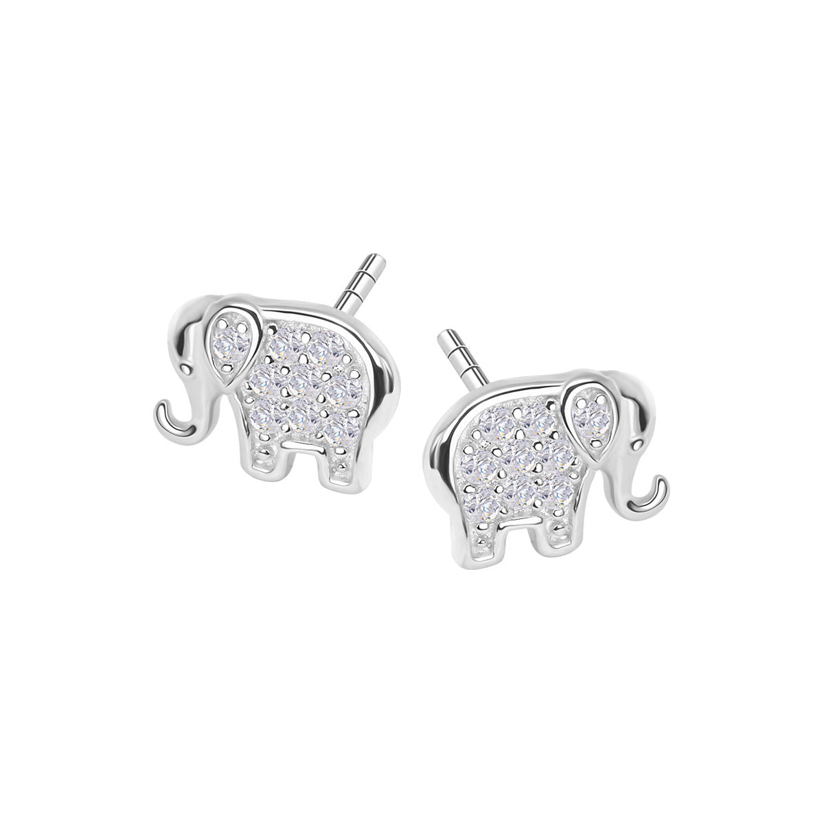 Kolczyki srebrne z cyrkoniami - słonie - Bambini