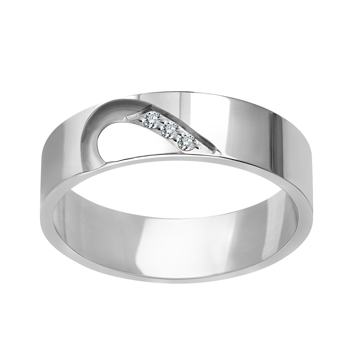 Obrączka z białego złota z diamentami