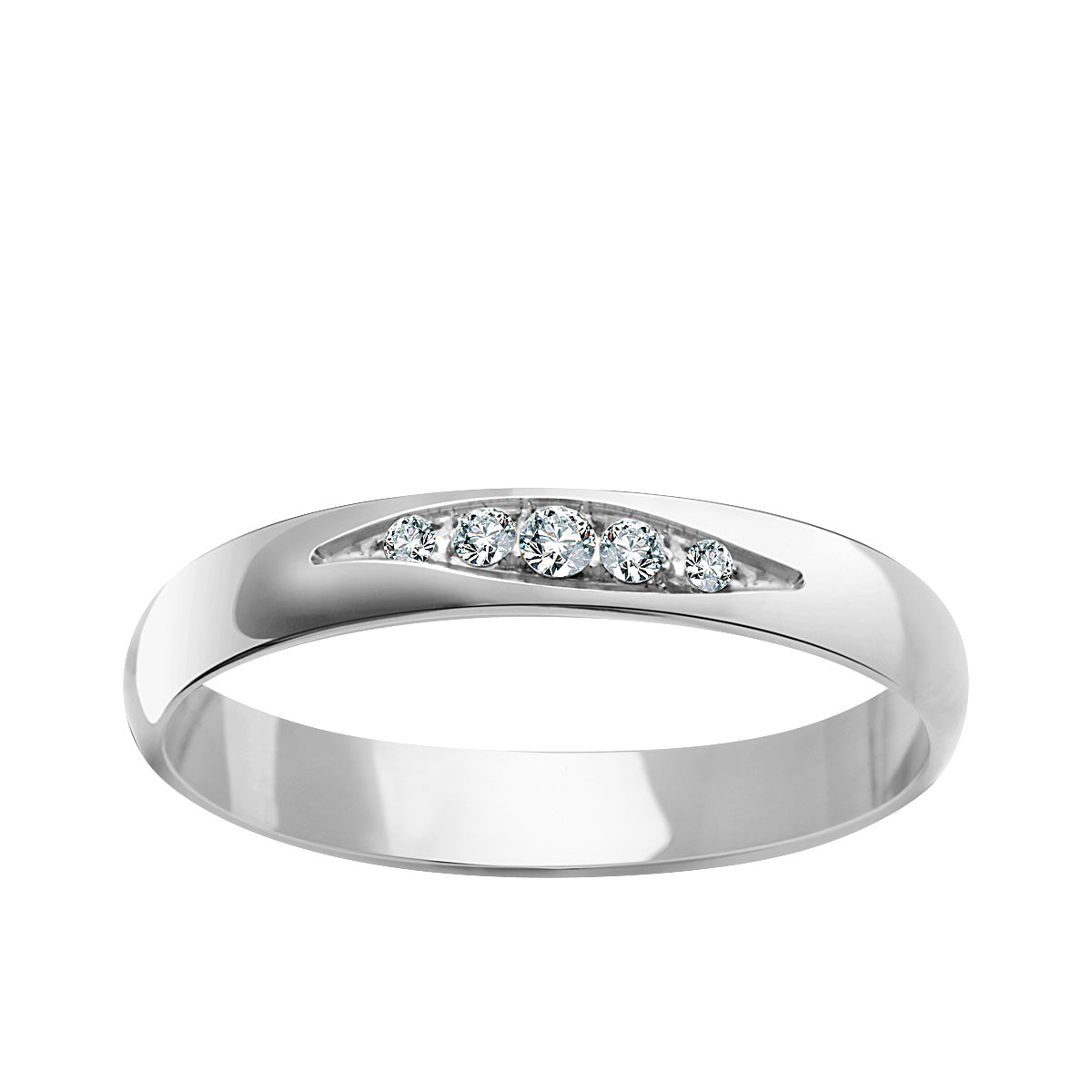 Obrączka z białego złota z diamentami