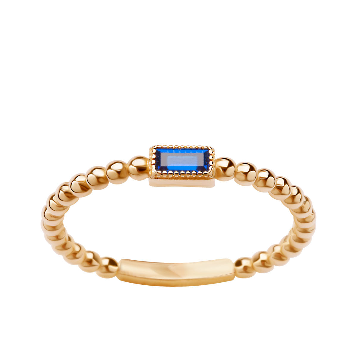 Pierścionek złoty z niebieską cyrkonią