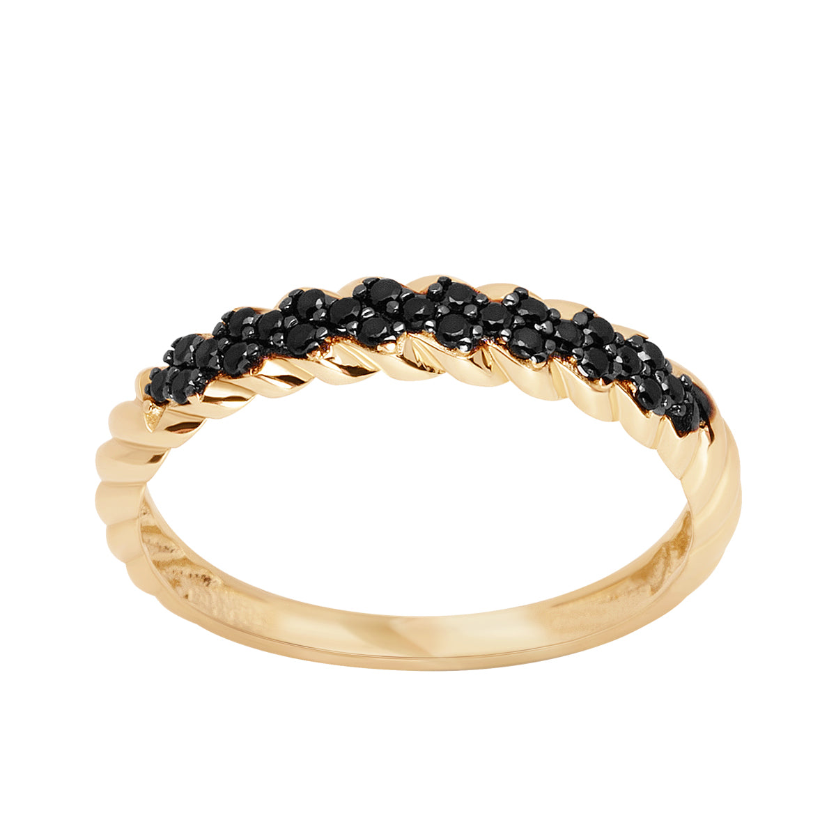 Pierścionek złoty z czarnymi cyrkoniami