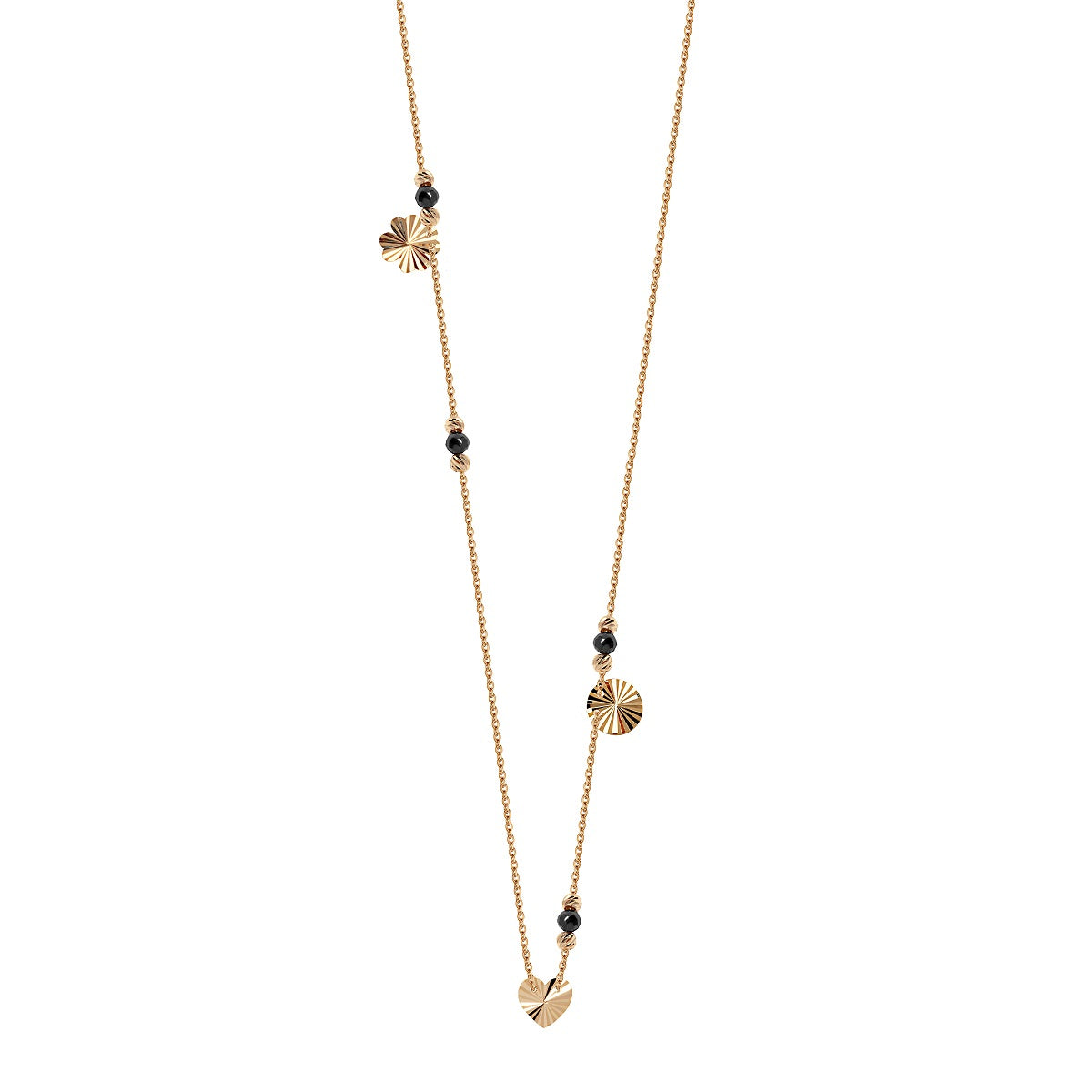 Naszyjnik złoty z hematytem - serce