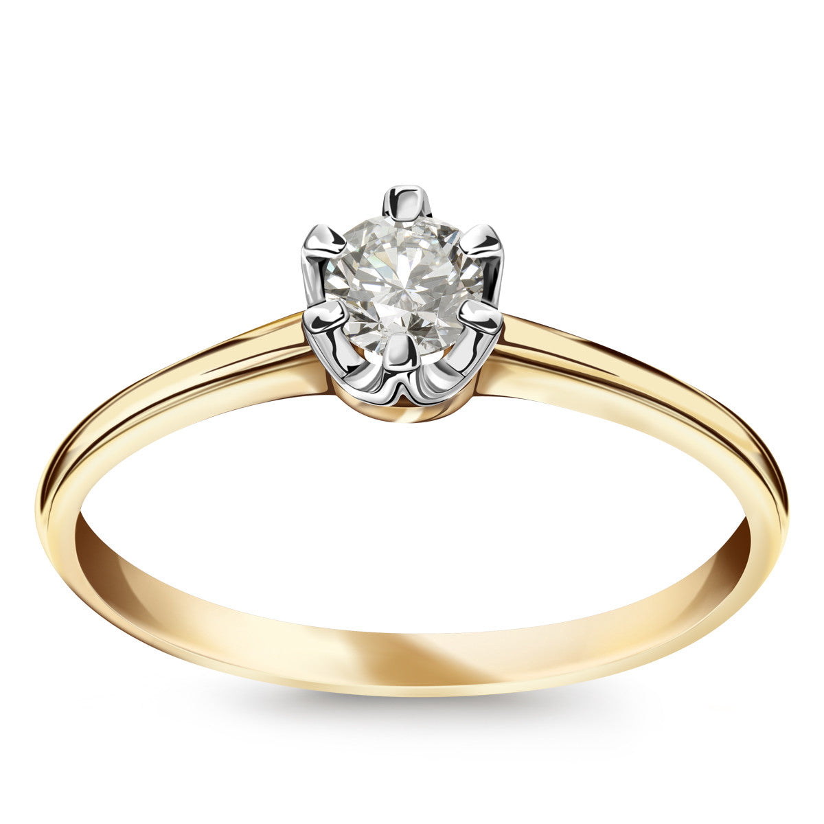 Pierścionek z dwukolorowego złota z diamentem - Julietta