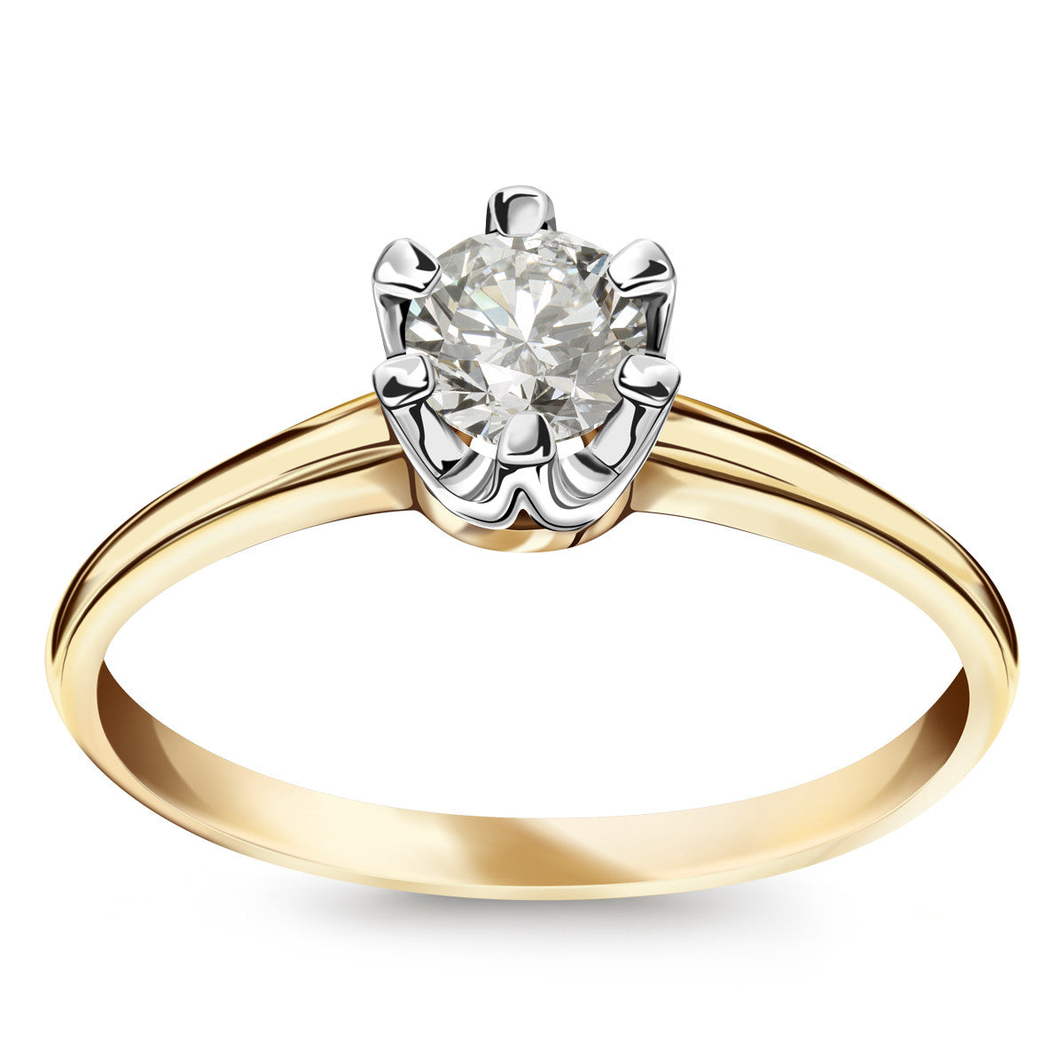 Pierścionek z dwukolorowego złota z diamentem - Julietta