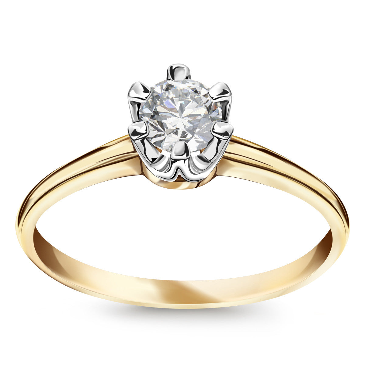 Pierścionek z dwukolorowego złota z diamentem - Julietta