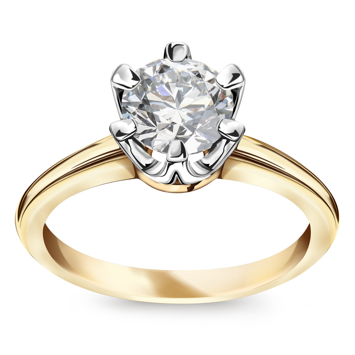Pierścionek z dwukolorowego złota z diamentem - Julietta