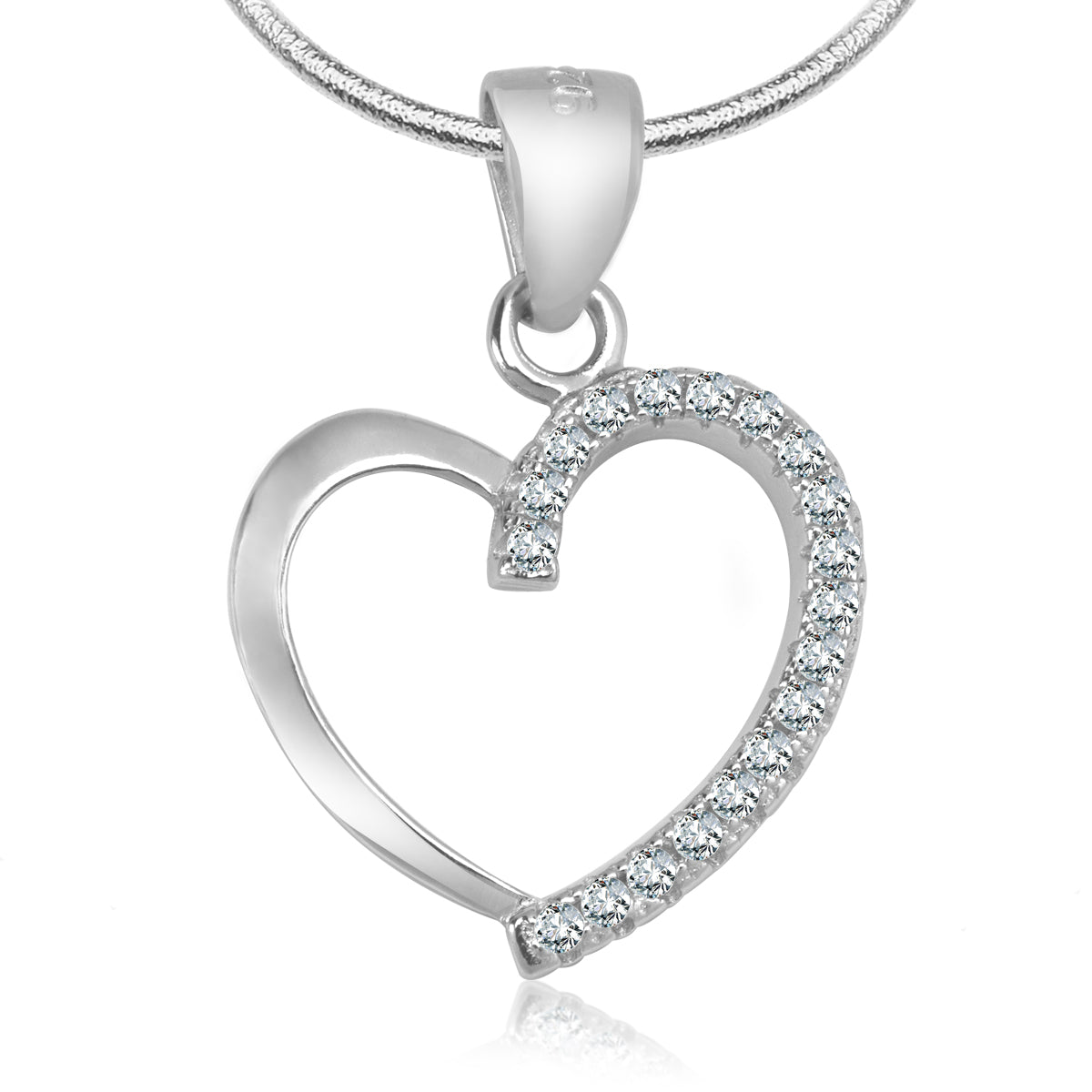 Zawieszka srebrna z cyrkoniami - serce - Symbole Miłości