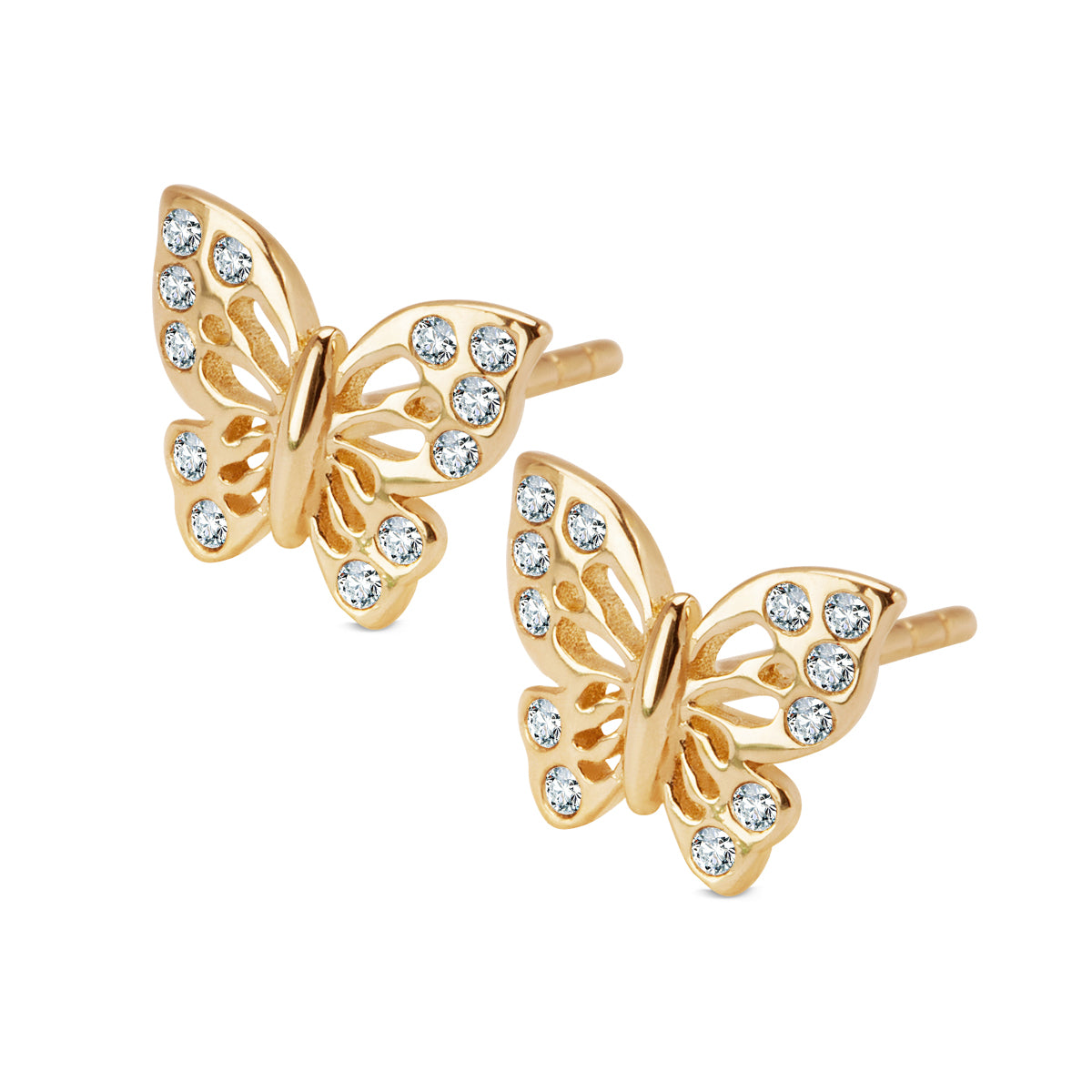 Kolczyki złote z cyrkoniami - motyle - Bambini