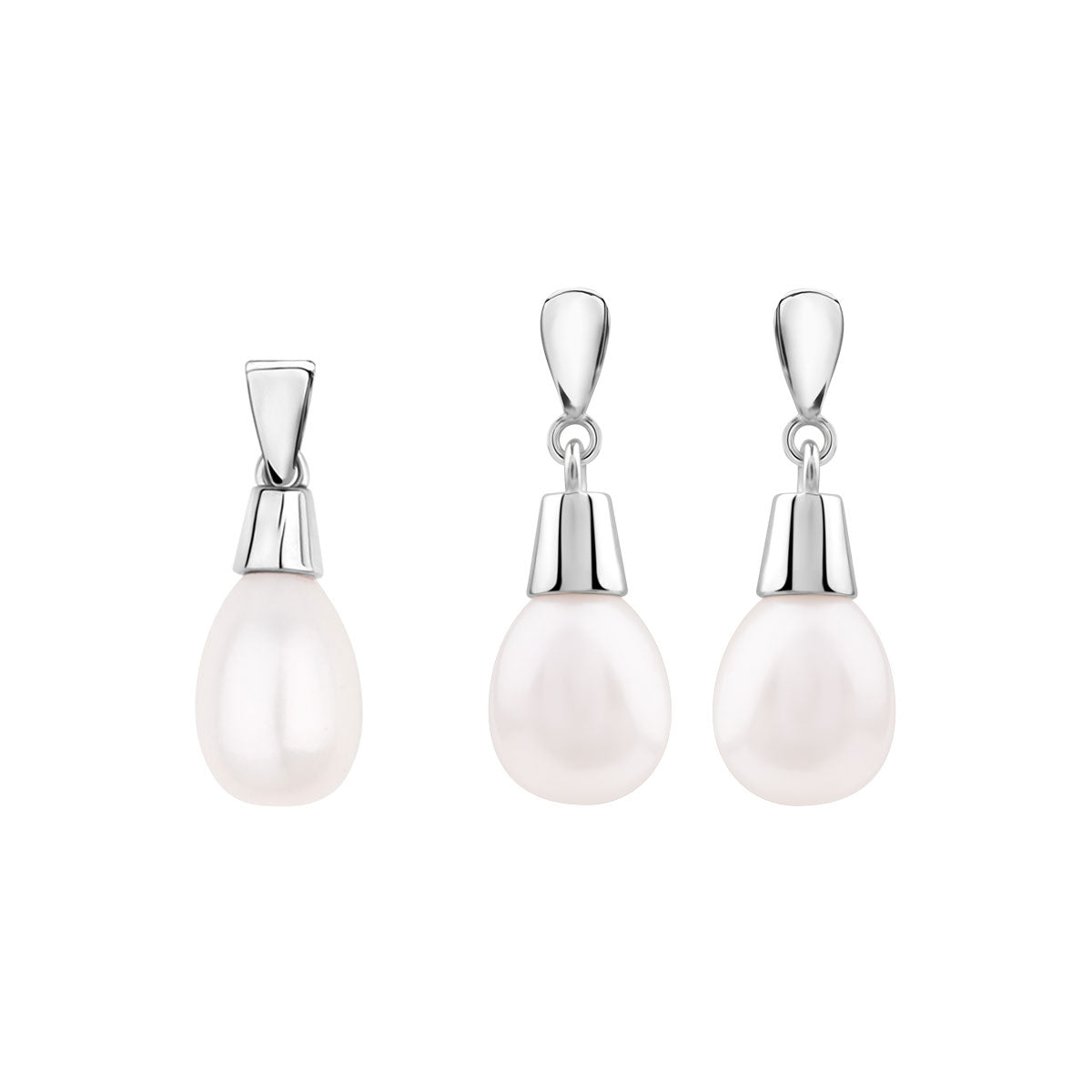 Komplet biżuterii srebrnej - perły