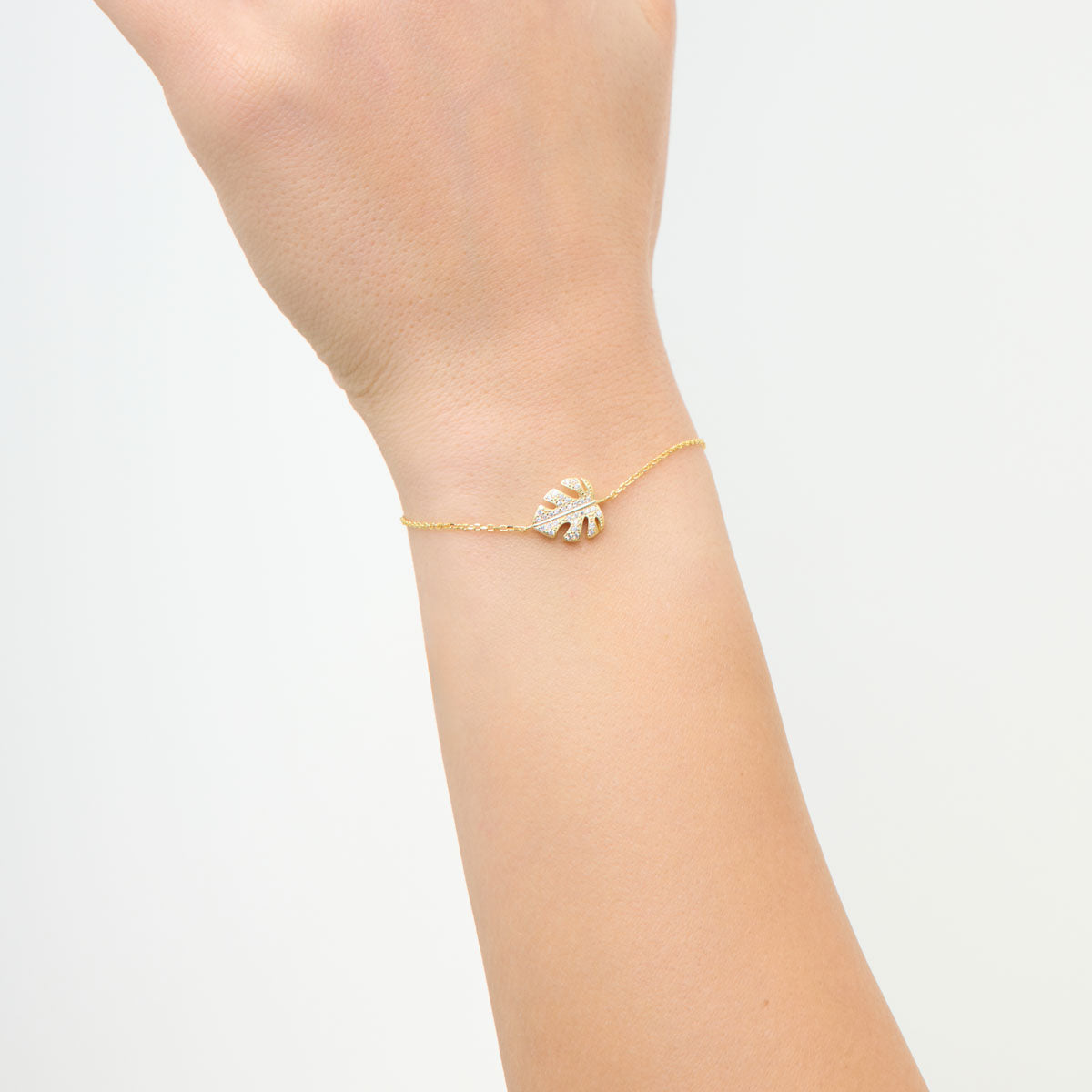 Komplet biżuterii srebrnej pozłacanej - monstera