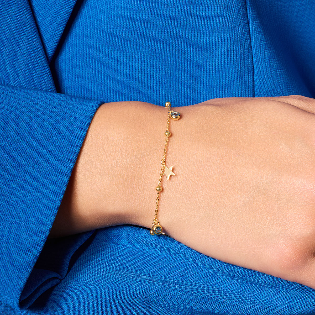 Komplet biżuterii srebrnej pozłacanej - gwiazdki