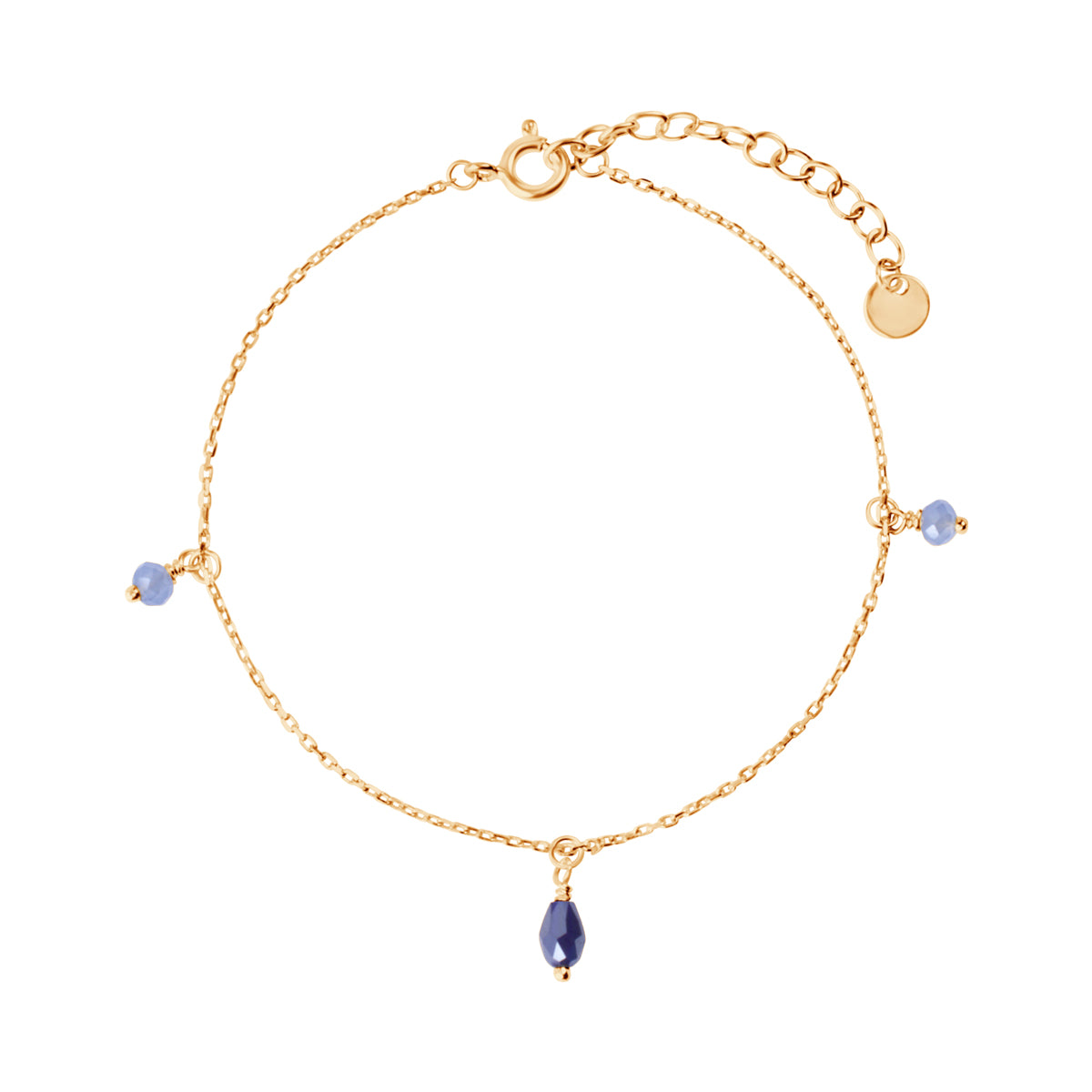 Komplet biżuterii srebrnej pozłacany z niebieskimi koralikami