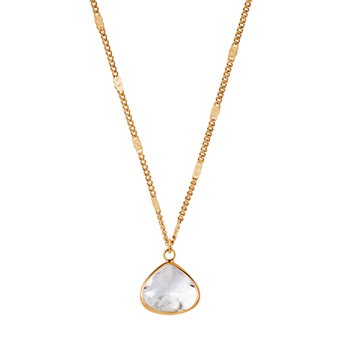 Komplet biżuterii z mosiądzu pozłacany z bezbarwnym oczkiem