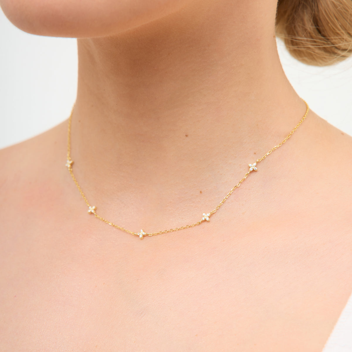 Komplet biżuterii srebrnej pozłacanej - kwiaty