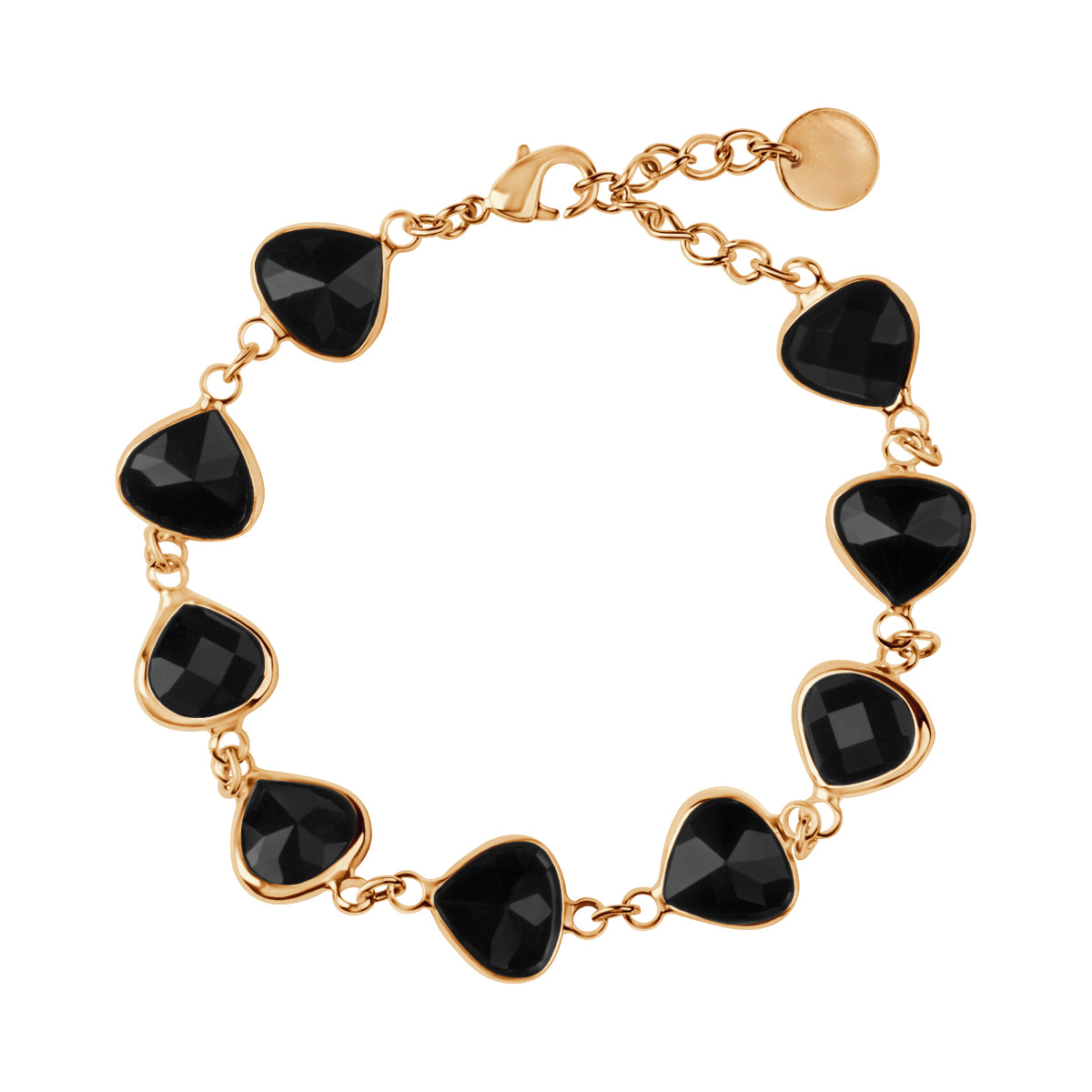 Komplet biżuterii z mosiądzu pozłacany z czarnym oczkiem