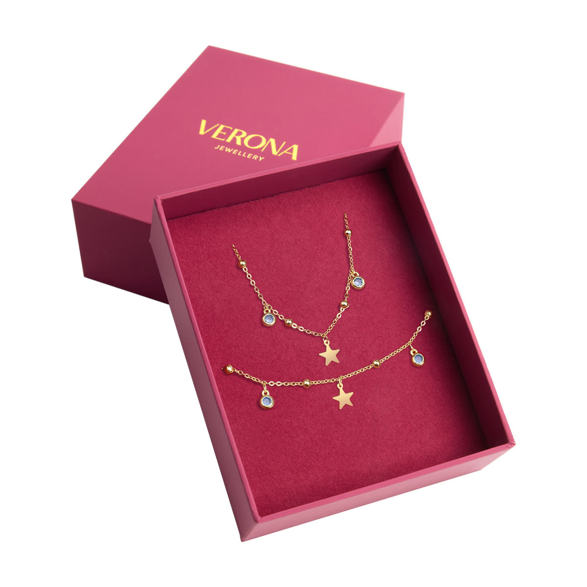 Komplet biżuterii srebrnej pozłacanej - gwiazdki