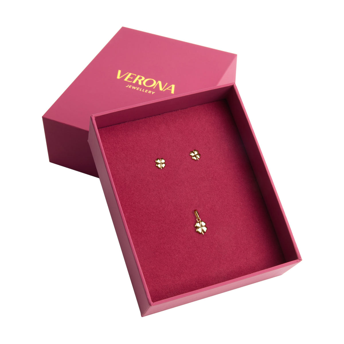 Komplet biżuterii złotej - koniczynka