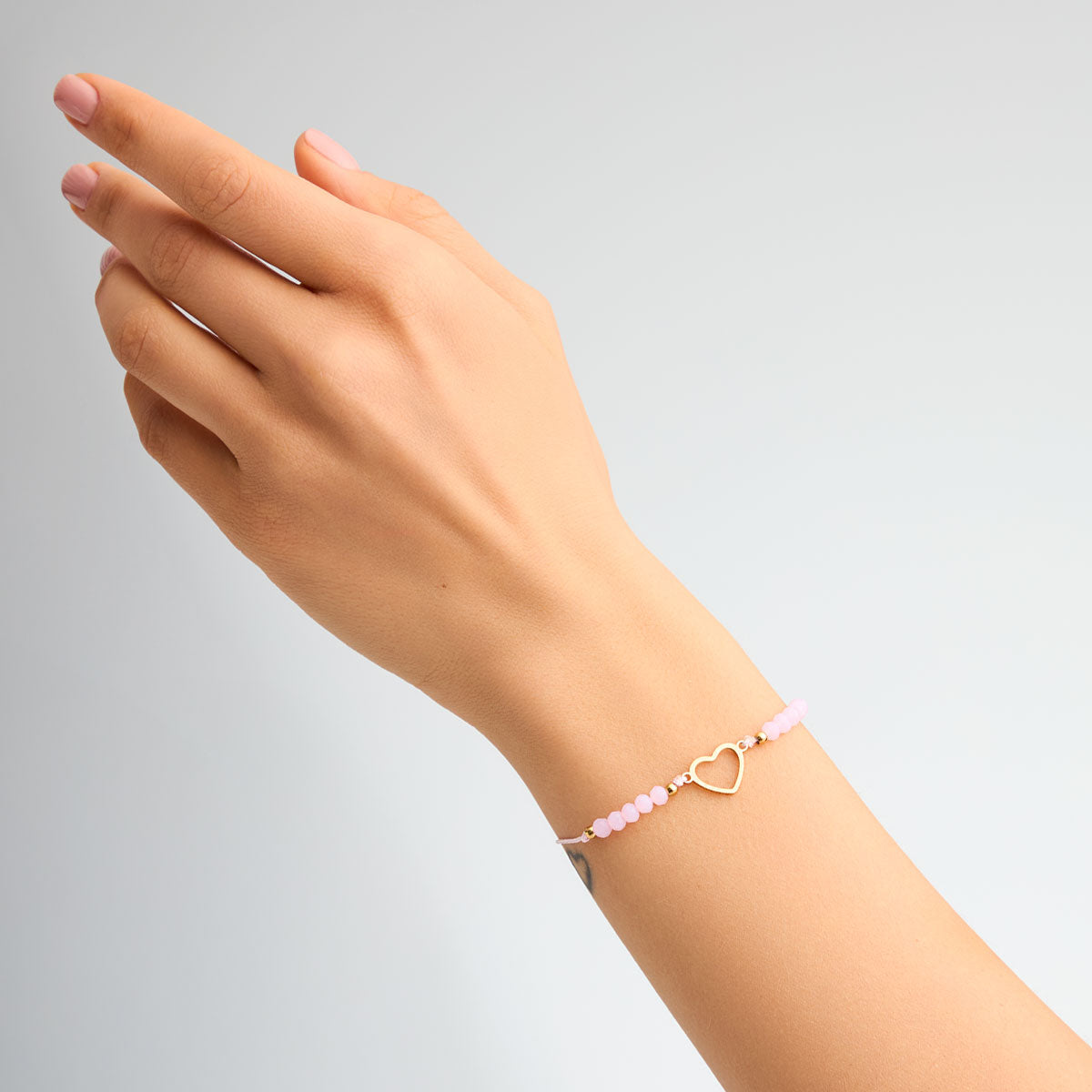 Bransoletka stalowa na sznurku ze szkłem - serce - Moderno