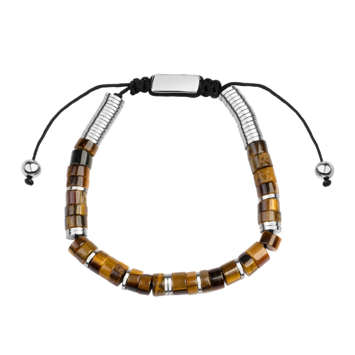 Bransoletka stalowa na sznurku z tygrysim okiem - Moderno