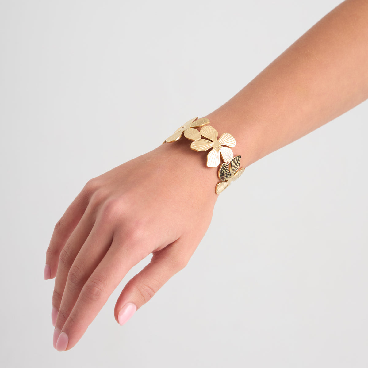 Bransoletka sztywna stalowa - kwiaty - Moderno