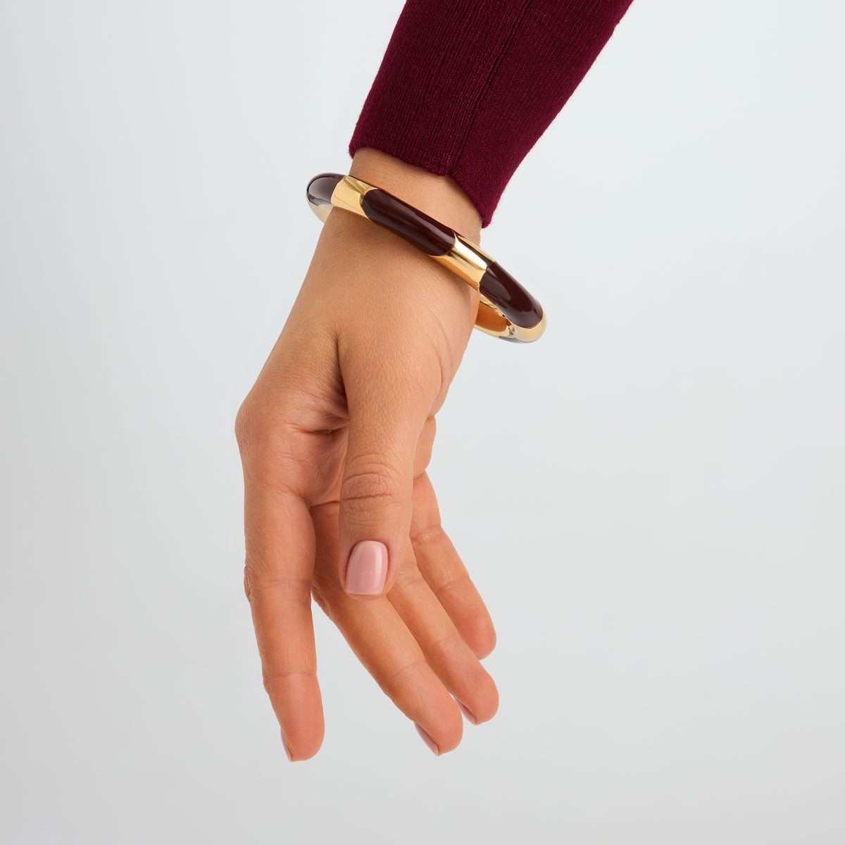 Bransoletka stalowa sztywna z bordową emalią - Moderno