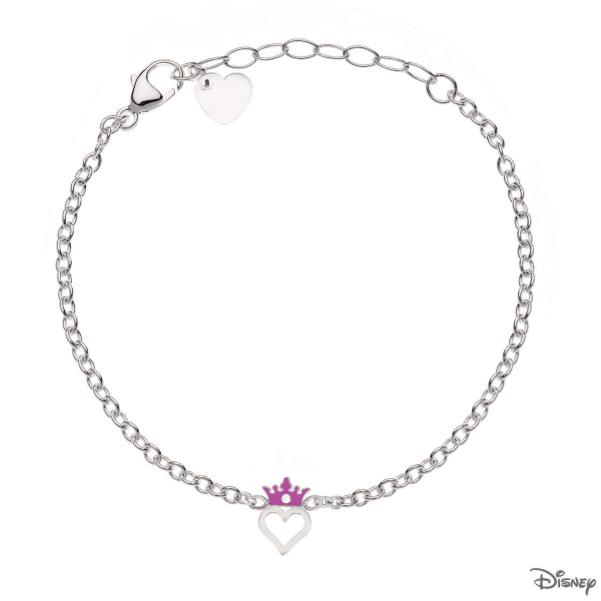 Bransoletka stalowa z różową emalią - serce - Disney