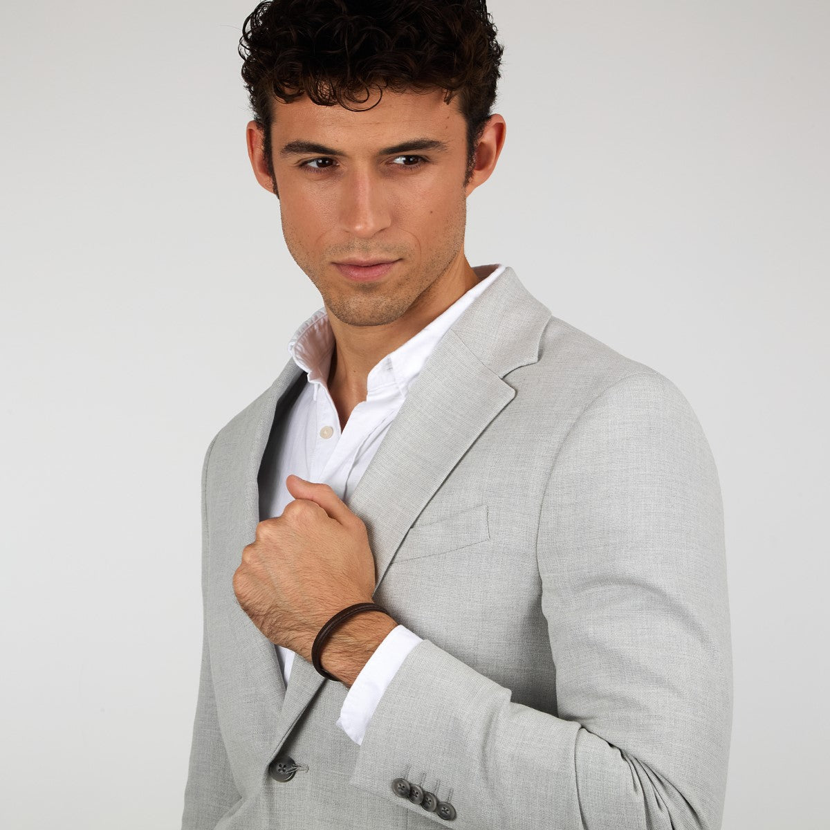 Bransoletka stalowa z brązową skórą - Trussardi T-Leather