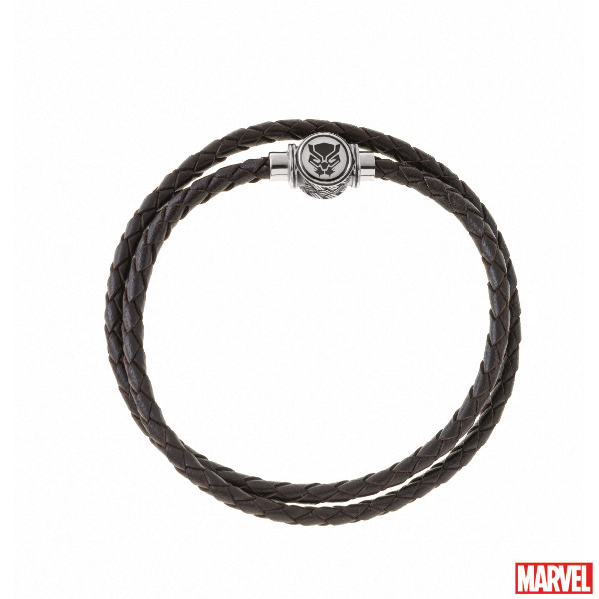 Bransoletka z czarnej skóry - Czarna Pantera - Marvel